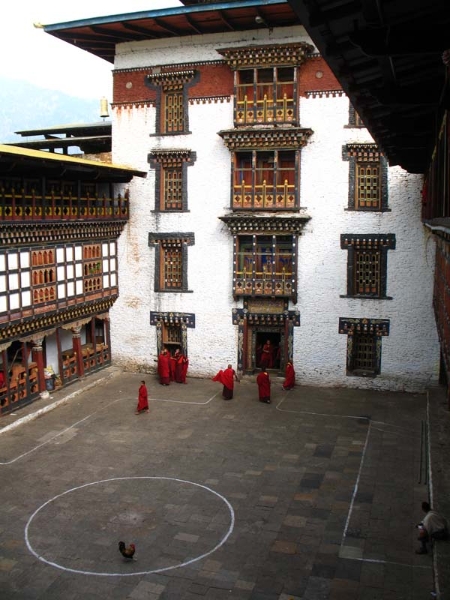 Monks inside Punakha Dzong